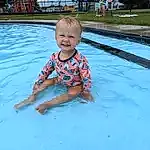 Water, Smile, Blue, Swimming Pool, Baby & Toddler Clothing, Happy, Leisure, Toddler, Baby, Recreation, Fun, Plant, Composite Material, Electric Blue, Foot, Sitting, Vacation, Child, Barefoot, Person, Joy