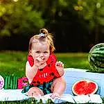 Citrullus, Watermelon, Plant, People In Nature, Green, Happy, Baby & Toddler Clothing, Dress, Melon, Fruit, Natural Foods, Food, Grass, Toddler, Leisure, Summer, Baby, Child, Fun, Superfood, Person