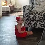 Red, Room, Furniture, Day, Sitting, Interior Design, House, Couch, Living Room, Girl, Design, Table, Home, Chair, Child, Toddler, Fun, Hardwood, Person
