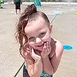 Skin, Photograph, Facial Expression, Mouth, Water, Black, Body Of Water, Gesture, Pink, Happy, Tree, Fun, Leisure, Cool, Public Space, Summer, Toddler, Child, Recreation, Beauty, Person, Joy