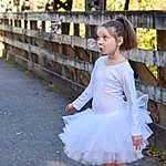 Hair, Photograph, Shoulder, Dress, Street Fashion, Happy, Flash Photography, Standing, Waist, Day Dress, Bridal Clothing, Fashion Design, Toddler, Knee, Fun, Formal Wear, Long Hair, Blond, Gown, Child, Person, Surprise