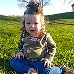 Clothing, Jeans, Skin, Plant, Smile, Sky, Green, Leaf, People In Nature, Flash Photography, Happy, Tree, Grass, Sunlight, Iris, Baby & Toddler Clothing, Toddler, Baby, Grassland, Meadow, Person