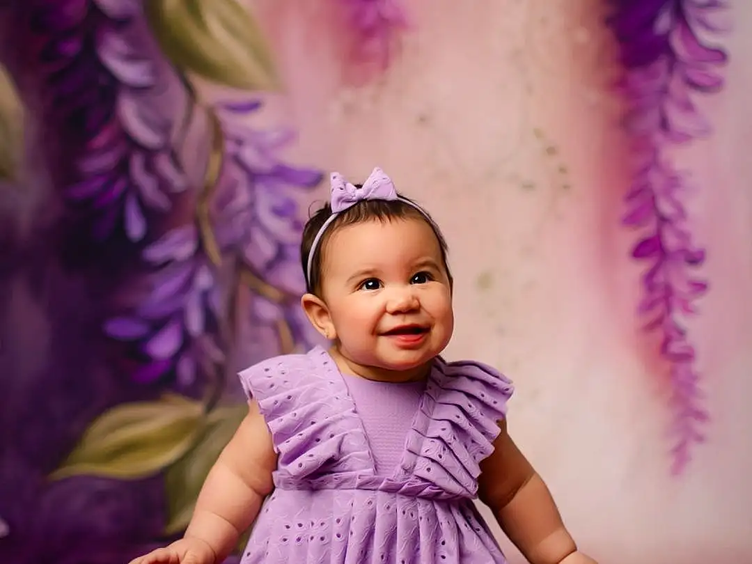 Skin, Purple, Flash Photography, Happy, Pink, Iris, Violet, Smile, Plant, Magenta, Toddler, Baby, Fun, Beauty, Baby & Toddler Clothing, Jewellery, Event, Child, Grass, Cg Artwork, Person, Joy