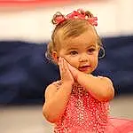 Skin, Smile, Dress, Happy, Pink, Toddler, Red, Baby & Toddler Clothing, Event, Fun, Child, Recreation, Performing Arts, Entertainment, Magenta, Peach, Fashion Design, Headpiece, Day Dress, Person