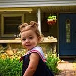 Plant, Smile, Happy, Window, Grass, Toddler, Flash Photography, Flowerpot, Door, Leisure, Fun, Child, Baby & Toddler Clothing, House, Event, Garden, Spring, People In Nature, Sitting, Yard, Person