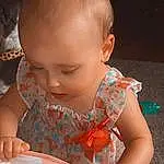 Nose, Cheek, Skin, Chin, Hand, Arm, Mouth, Facial Expression, Dress, Baby & Toddler Clothing, Iris, Neck, Sleeve, Ear, Orange, Baby, Finger, Happy, Toddler, Person
