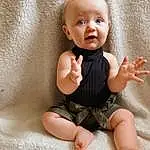 Face, Cheek, Skin, Head, Lip, Hand, Eyes, Shoulder, Leg, Baby & Toddler Clothing, Human Body, Neck, Sleeve, Iris, Gesture, Stomach, Finger, Flash Photography, Toddler, Nail, Person, Surprise