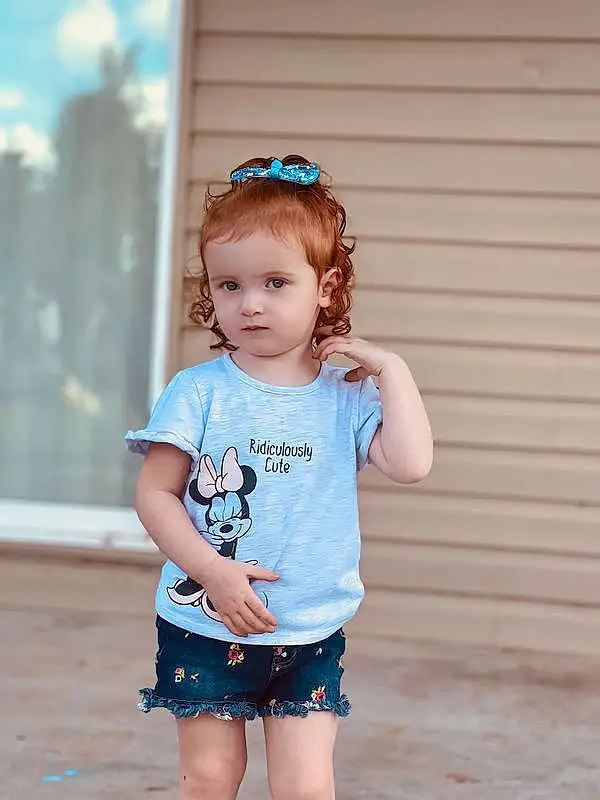 Clothing, Joint, Shoulder, Azure, Shorts, Sleeve, Baby & Toddler Clothing, Happy, Standing, Cloud, Pink, Aqua, Toddler, Flash Photography, Waist, Summer, T-shirt, People, Child, Electric Blue, Person