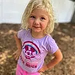 Face, Hair, Smile, Skin, Chin, Eyes, Baby & Toddler Clothing, Sleeve, Happy, Pink, People In Nature, Grass, Toddler, Summer, Child, T-shirt, Recreation, Fun, Leisure, Magenta, Person, Joy