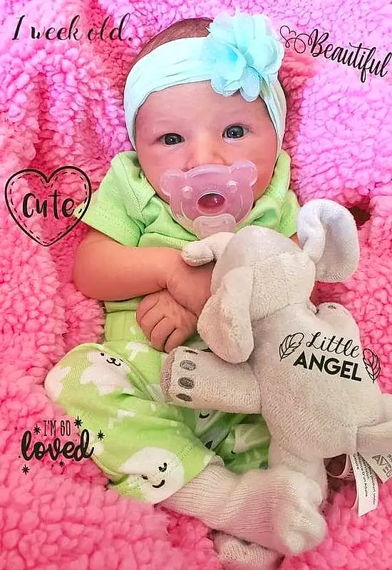 Child, Pink, Baby, Stuffed Toy, Baby & Toddler Clothing, Toddler, Headgear, Smile, Hair Accessory, Photo Caption, Baby Products, Person, Headwear