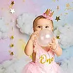 Skin, White, Happy, Textile, Baby & Toddler Clothing, Gesture, Pink, Baby, Toddler, Child, Fun, Event, Baby Toys, Sweetness, Peach, Party Supply, Baby Products, Baby Playing With Toys, Angel, Magenta, Person