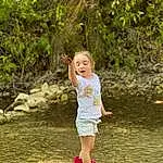 Plant, Shorts, Water, People In Nature, Leaf, Tree, Happy, Bank, Grass, Leisure, Fun, Toddler, Recreation, Child, T-shirt, Forest, Jungle, Garden, Landscape, Play, Person, Surprise
