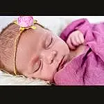 Nose, Cheek, Skin, Lip, Chin, Eyelash, Sleeve, Comfort, Baby & Toddler Clothing, Pink, Baby, Baby Sleeping, Toddler, Magenta, Linens, Headband, Headpiece, Jewellery, Petal, Fashion Accessory, Person