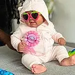Skin, Photograph, Goggles, White, Mouth, Sunglasses, Vision Care, Blue, Baby & Toddler Clothing, Textile, Sleeve, Yellow, Baby, Cap, Eyewear, Happy, Toddler, Fun, Toy, Child, Person, Headwear
