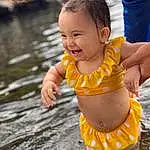 Face, Water, Smile, Head, Hand, Eyes, Shorts, Nature, People In Nature, Happy, Body Of Water, Toddler, Recreation, Leisure, Trunk, Fun, Abdomen, Child, Navel, Event, Person