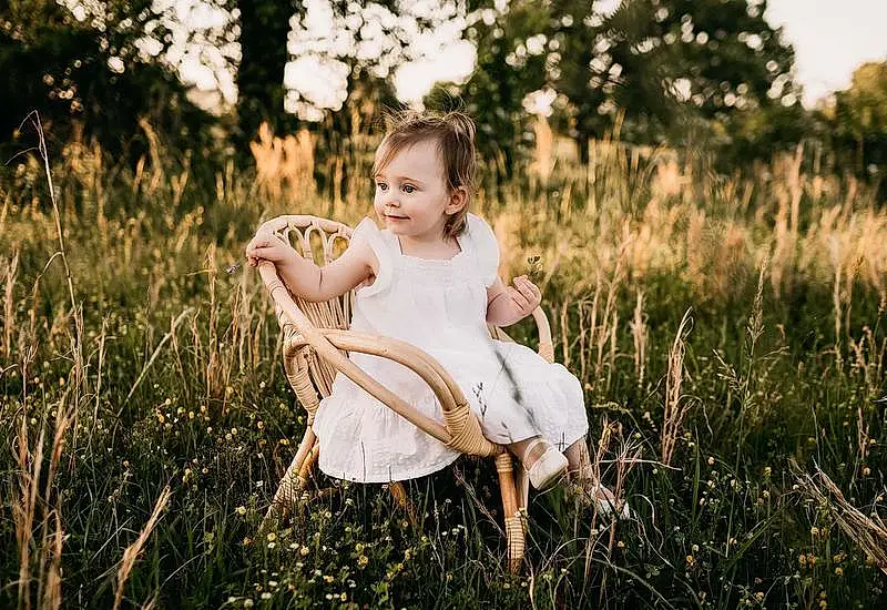 Plant, People In Nature, Leaf, Nature, Flash Photography, Happy, Dress, Sunlight, Fawn, Grass, Playing With Kids, Grassland, Toddler, Summer, Landscape, Meadow, Fun, Baby, Natural Landscape, Prairie, Person, Joy