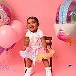 Photograph, Facial Expression, Smile, White, Happy, Balloon, Pink, Baby & Toddler Clothing, Party Supply, Fun, Magenta, Toddler, Child, Beauty, Event, Party, Circle, Person