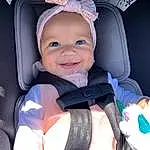 Skin, Smile, Eyes, White, Comfort, Baby, Baby In Car Seat, Baby & Toddler Clothing, Toddler, Baby Carriage, Seat Belt, Car Seat, Vehicle Door, Electric Blue, Child, Happy, Auto Part, Baby Products, Car Seat Cover, Fun, Person, Joy, Headwear