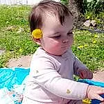 Face, Head, Plant, Eyes, People In Nature, Baby & Toddler Clothing, Iris, Happy, Baby, Grass, Toddler, Tree, Leisure, Recreation, Child, Fun, Sitting, Flower, Baby Products, Play, Person