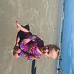 Water, Hairstyle, Photograph, Standing, Happy, Tree, Wall, Leisure, Fun, Toddler, Sky, Summer, Recreation, Electric Blue, Magenta, Sand, Child, Shadow, Person, Joy