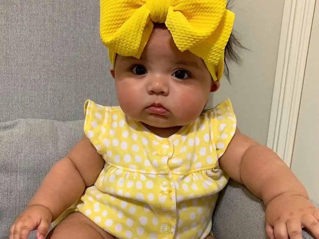 Face, Cheek, Eyes, White, Human Body, Baby & Toddler Clothing, Sleeve, Comfort, Yellow, Baby, Cap, Costume Hat, Toddler, Baby Safety, Knit Cap, Human Leg, Child, Linens, Baby Products, Pattern, Person, Headwear