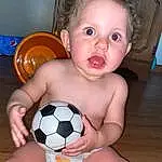 Head, Soccer, Sports Equipment, White, Blue, Football, Ball, Finger, Baby, Toddler, Chest, Soccer Ball, Trunk, Thumb, Sports, Ball Game, Fun, Thigh, Abdomen, Person