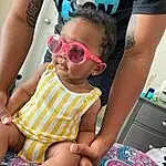 Glasses, Skin, Hairstyle, Leg, Vision Care, Sunglasses, Goggles, Mouth, Blue, Fashion, Dress, Baby & Toddler Clothing, Thigh, Happy, Eyewear, Fun, Child, Toddler, Shorts, Leisure, Person