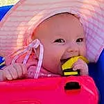 Nose, Face, Skin, Facial Expression, Mouth, Blue, Orange, Baby, Baby & Toddler Clothing, Yellow, Pink, Smile, Baby Playing With Toys, Toddler, Baby Safety, Baby Carriage, Happy, Fun, Baby Products, Child, Person, Headwear