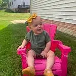 Smile, Window, Plant, Baby & Toddler Clothing, Grass, Pink, Tree, Leisure, Shorts, Hat, Sky, Toddler, Magenta, Recreation, Lap, Fun, Lawn, Happy, Sitting, Siding, Person