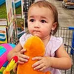 Nose, Skin, Hand, Photograph, Orange, Happy, Gesture, Yellow, Baby Playing With Toys, Fun, Toddler, Public Space, Baby, People, Summer, Child, Leisure, Trunk, Beauty, Person