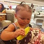 Skin, Head, Hairstyle, Mouth, Chair, Ear, Food Craving, Toddler, Baby, Fun, Tableware, Child, Comfort Food, Sitting, Junk Food, Eating, Room, Vacation, Happy, Person