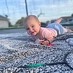 Sky, Leaf, Wood, Flash Photography, Grey, Grass, Toddler, Child, Happy, Baby, Pattern, Road Surface, Fun, Asphalt, Crawling, Sitting, Carpet, Winter, Person