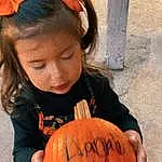Pumpkin, Handwriting, Orange, Calabaza, Winter Squash, Squash, Cucurbita, Gourd, People, Happy, Plant, Vegetable, Toddler, Fun, Local Food, Sitting, Child, Natural Foods, Trick-or-treat, Jack-o-lantern, Person