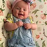 Clothing, Cheek, Skin, Head, Lip, Smile, Photograph, Facial Expression, White, Baby & Toddler Clothing, Textile, Sleeve, Happy, Standing, Pink, Gesture, Toddler, Jean Short, People In Nature, Baby, Person