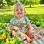 Plant, Flower, Smile, People In Nature, Green, Botany, Nature, Leaf, Tree, Baby & Toddler Clothing, Happy, Grass, Petal, Toddler, Summer, Groundcover, Child, Annual Plant, Baby, Flowering Plant, Person, Joy