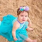 Face, Skin, Azure, People In Nature, Baby & Toddler Clothing, Happy, Iris, Pink, Dress, Flash Photography, Toddler, Grass, Aqua, Hat, Baby, Child, Fun, Sand, Electric Blue, Headpiece, Person