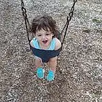 Head, People In Nature, Human Body, Swing, Happy, Grass, Playground, Toddler, Recreation, Leisure, Fun, Outdoor Play Equipment, City, Electric Blue, Soil, Plant, Baby & Toddler Clothing, Tree, Baby, Play, Person