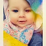 Face, Nose, Cheek, Smile, Skin, Lip, Eyebrow, Facial Expression, Baby, Happy, Sleeve, Iris, Cap, Headgear, Toddler, Baby & Toddler Clothing, Child, People In Nature, Beauty, Banana, Person, Headwear