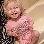Face, Smile, Cheek, Skin, Head, Hand, Arm, Eyes, Facial Expression, Mouth, Bathtub, Human Body, Neck, Baby & Toddler Clothing, Sleeve, Bathroom, Pink, Baby, Thigh, Shorts, Person