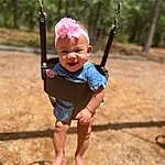 Leaf, Swing, Happy, Baby & Toddler Clothing, Grass, Pink, Sleeve, Toddler, Public Space, Playground, Leisure, Baby, Summer, Fun, Tree, Child, T-shirt, Recreation, People In Nature, Outdoor Play Equipment, Person