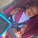 Hand, Smile, Mouth, Purple, Finger, Baby Carriage, Pink, Car Seat, Cool, Comfort, Vehicle Door, Tree, Toddler, Baby, Vroom Vroom, Automotive Exterior, Fun, Leisure, Child, Baby Products, Person, Joy