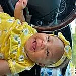 Smile, Mouth, Hat, Yellow, Happy, Tree, Leisure, Toddler, Automotive Tire, Fun, Baby Laughing, Helmet, Child, Recreation, Baby, Auto Part, Automotive Wheel System, Personal Protective Equipment, Laugh, Fashion Accessory, Person, Headwear