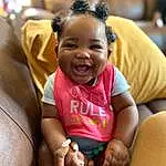 Smile, Skin, Lip, Hand, Eyes, Facial Expression, Mouth, Human Body, Neck, Iris, Happy, Finger, Baby, Fun, Baby & Toddler Clothing, Toddler, Thigh, T-shirt, Person