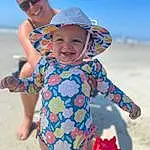 Smile, Sky, Photograph, White, Hat, People On Beach, Blue, People In Nature, Beach, Azure, Body Of Water, Sleeve, Happy, Sunglasses, Sun Hat, Goggles, Travel, Headgear, Fun, Baby & Toddler Clothing, Person, Joy, Headwear