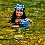 Water, Smile, People In Nature, Swimwear, Diving Equipment, Body Of Water, Goggles, Lake, Diving Mask, Sunlight, Happy, Swimmer, Fun, Leisure, Recreation, Summer, Personal Protective Equipment, Grass, Boats And Boating--equipment And Supplies, Electric Blue, Person, Joy, Headwear