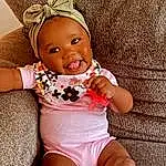 Face, Joint, Skin, Head, Hand, Eyes, Stomach, Facial Expression, Mouth, Muscle, Human Body, Smile, Baby & Toddler Clothing, Orange, Thigh, Pink, Baby, Knee, Shorts, Toddler, Person