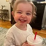 Smile, Cheek, Skin, Drinkware, Toddler, Drinking Straw, Child, Fun, Happy, Drink, Drinking, Picture Frame, Cup, Play, Vacation, T-shirt, Baby & Toddler Clothing, Stool, Non-alcoholic Beverage, Person, Joy