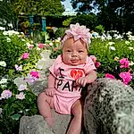 Flower, Plant, Smile, People In Nature, Baby & Toddler Clothing, Tree, Happy, Petal, Pink, Grass, Toddler, Baby, Beauty, Rose, Fun, Headpiece, Rose Family, Annual Plant, Garden, Shrub, Person