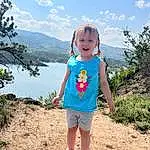 Sky, Cloud, Plant, Water, People In Nature, Azure, Happy, Baby & Toddler Clothing, Tree, Pink, Leisure, Travel, Toddler, Fun, Summer, Grass, Recreation, Landscape, Electric Blue, Lake, Person