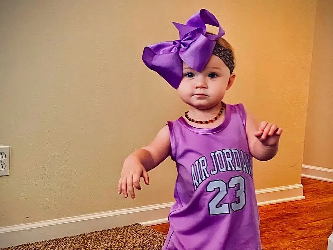 Purple, Sleeve, Happy, Pink, Baby & Toddler Clothing, Violet, Toddler, Magenta, Electric Blue, T-shirt, Event, Fun, Child, Costume, Entertainment, Recreation, Sandal, Play, Headband, Person, Headwear